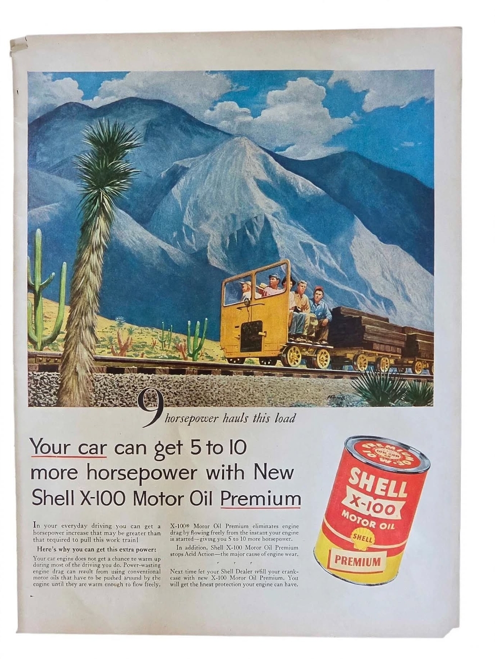 Original Vintage Shell Oil Motor Oil Print Ad